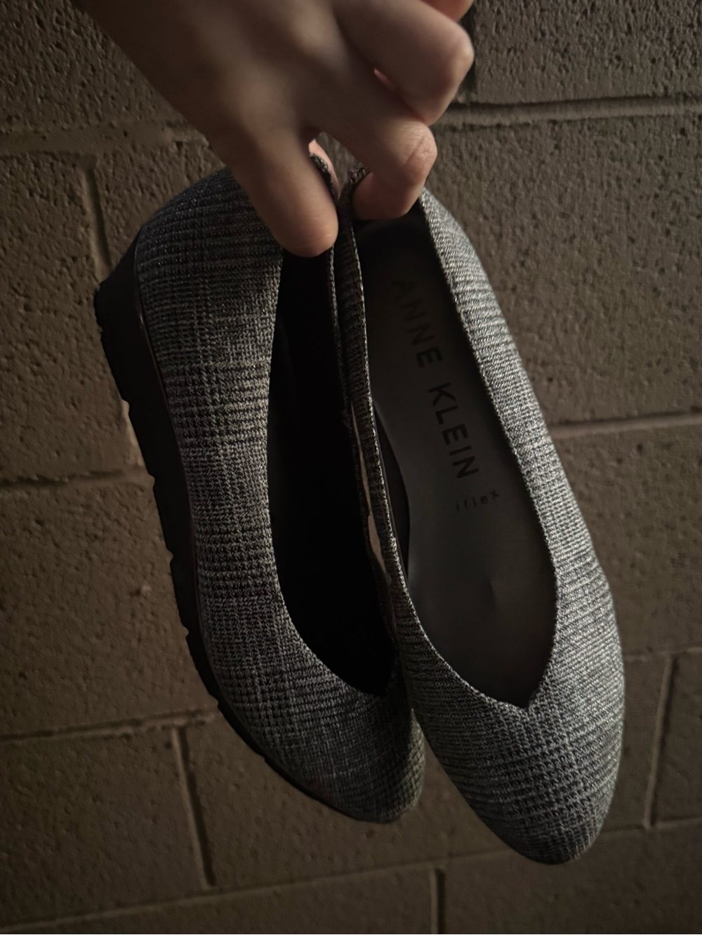 Anne Klein Gray Tweed Slip-On Ballet Flats